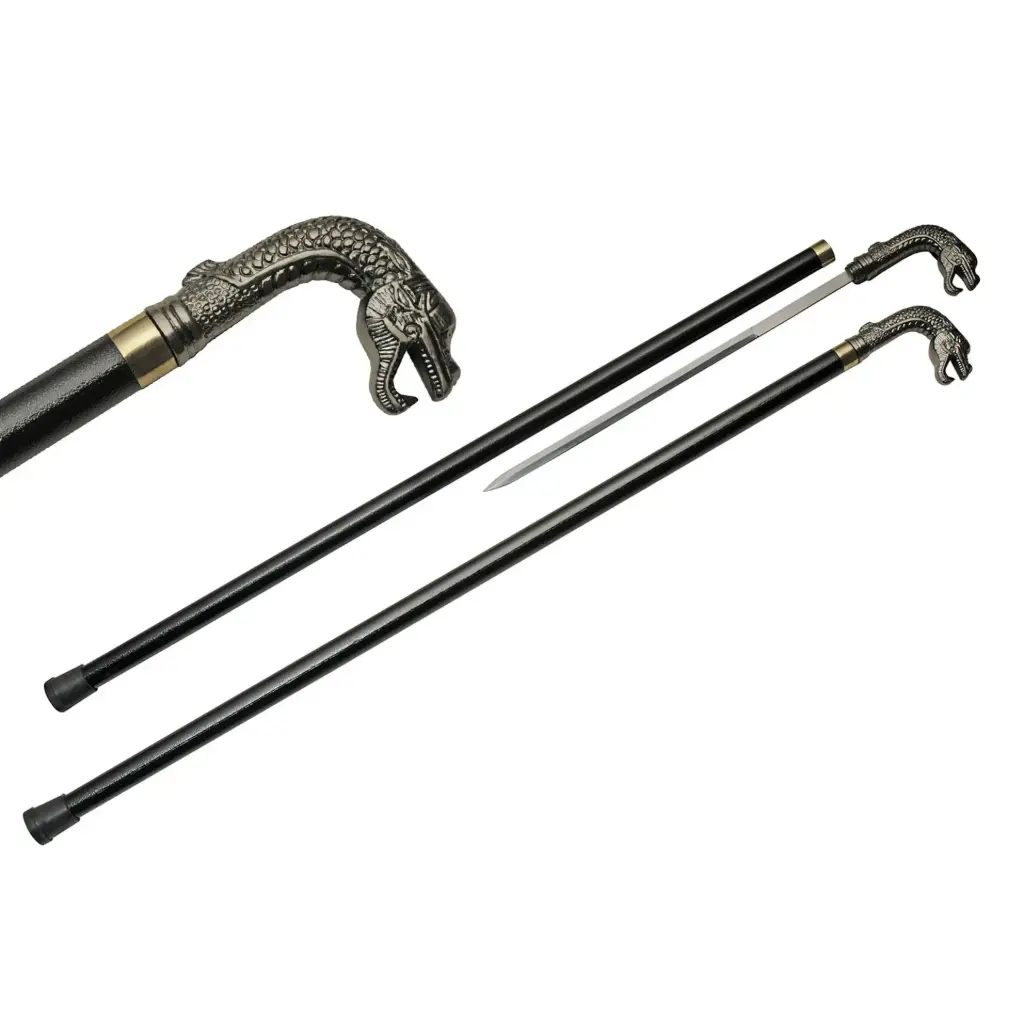 Dragon Regent Concealed Blade Sword Cane - Black & Brass