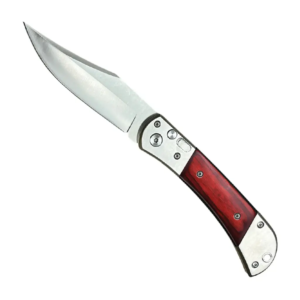 Heritage Quickdraw Automatic Knife - Red Wood Steel
