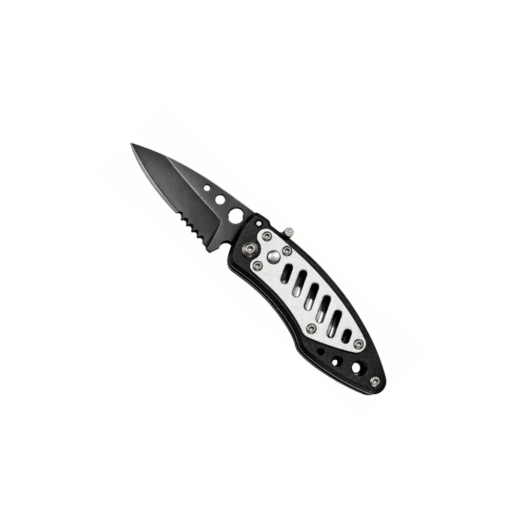 Stealth Flea Compact Switchblade Knife - Black Silver