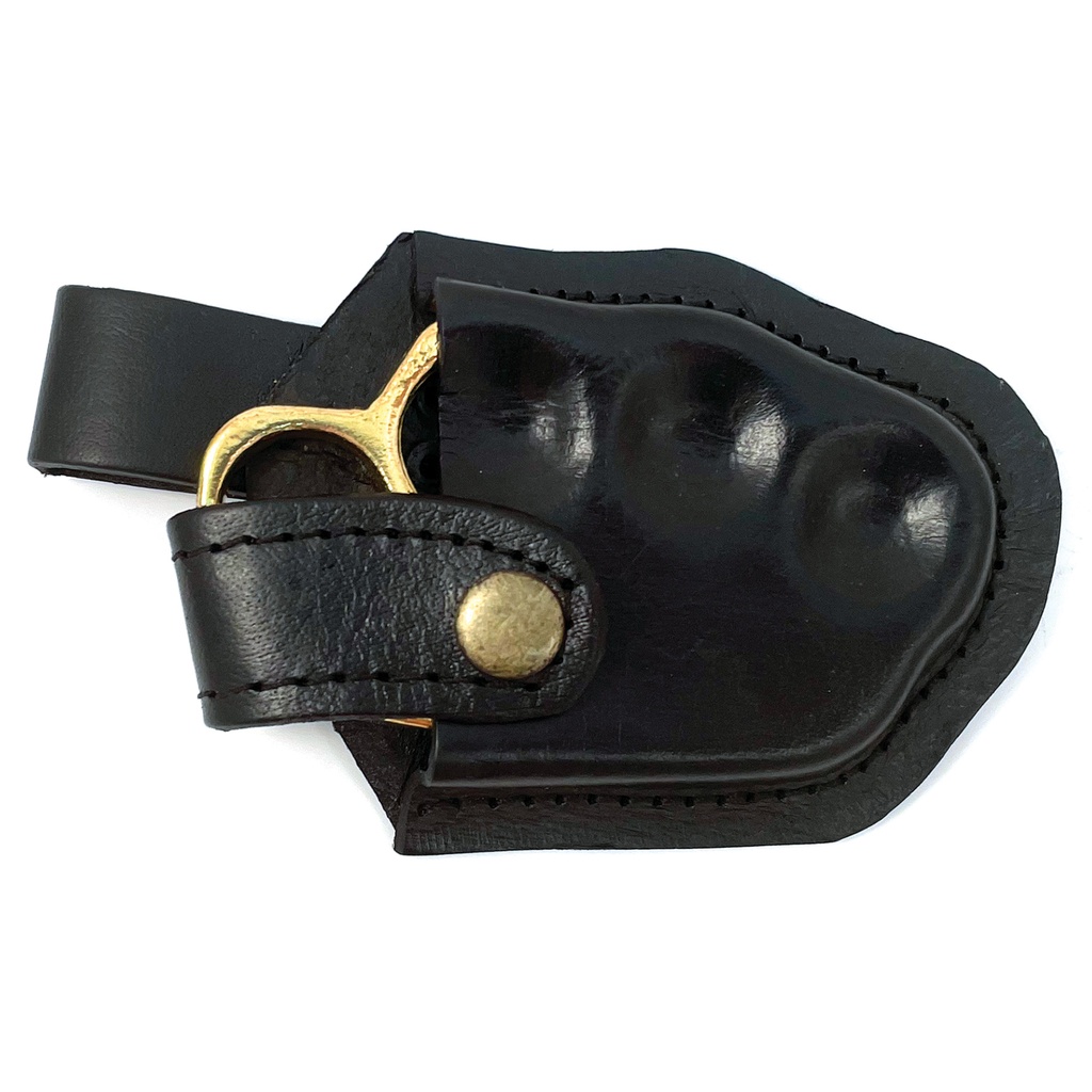 BrassGuard Belt-Loop Brass Knuckle Holster - Black Leather