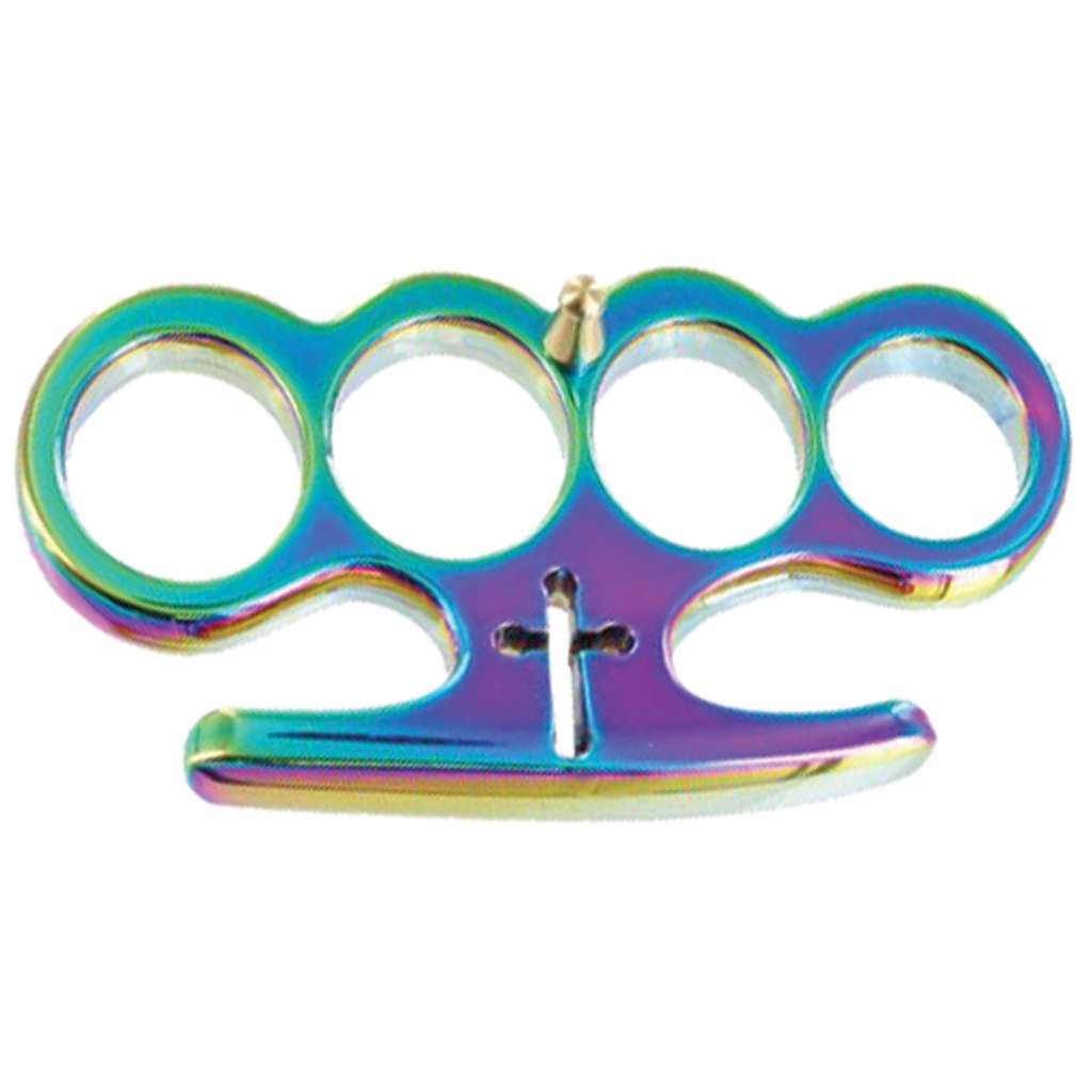 Crusader Halo Buckle-Ready Brass Knuckles - Rainbow Finish