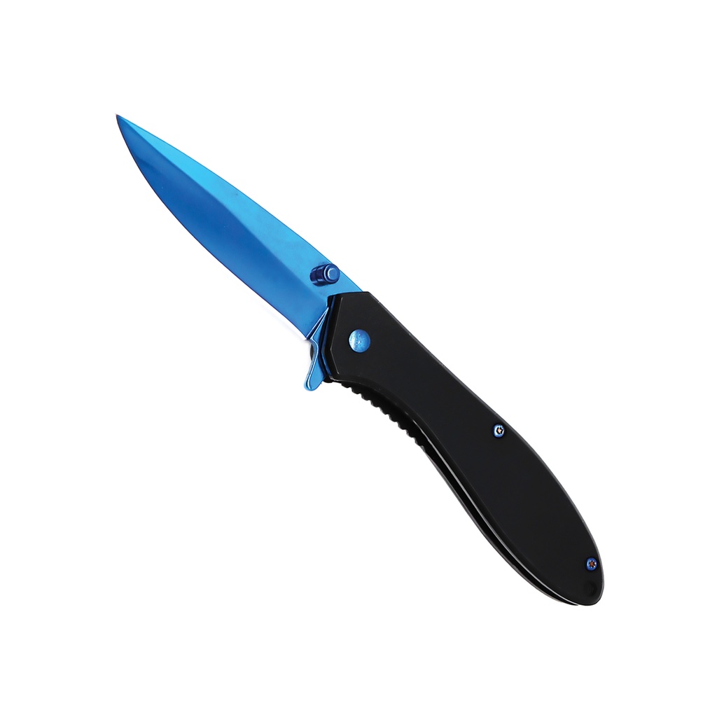 Neon Reflection Quick-Deploy Spring-Assisted Knife - Blue Mirror