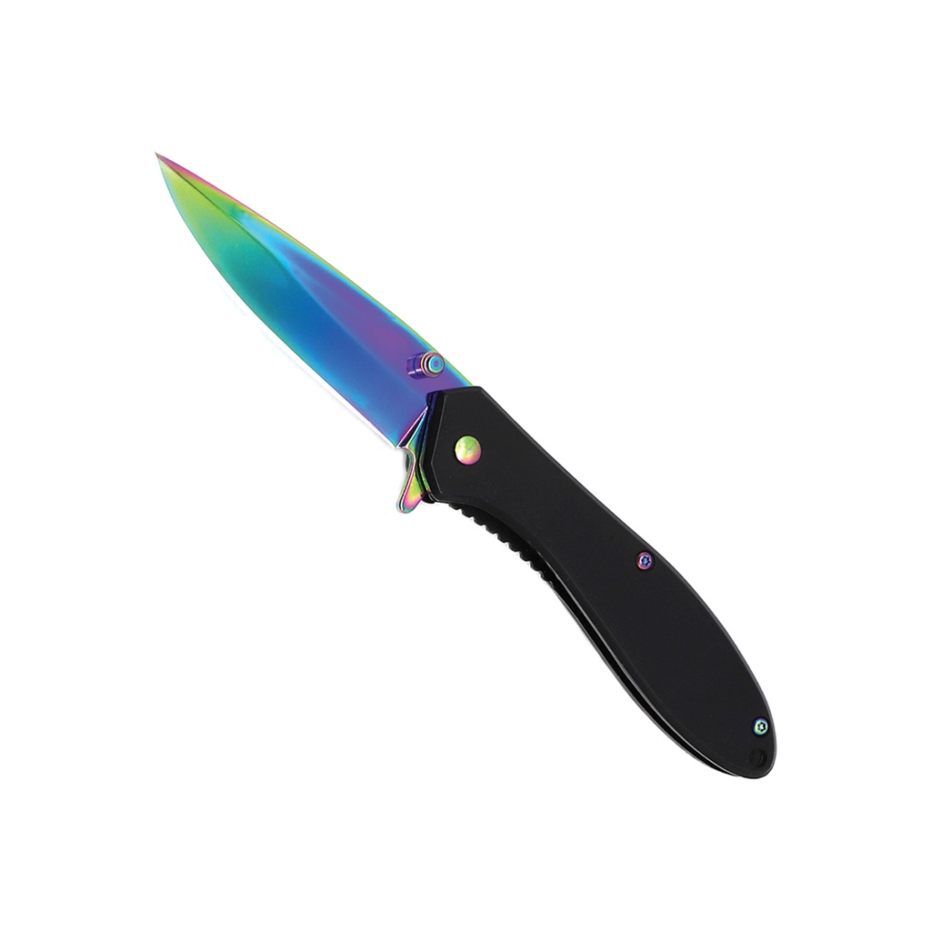 Chromatic Symphony Quick-Deploy Spring-Assisted Knife - Rainbow Black