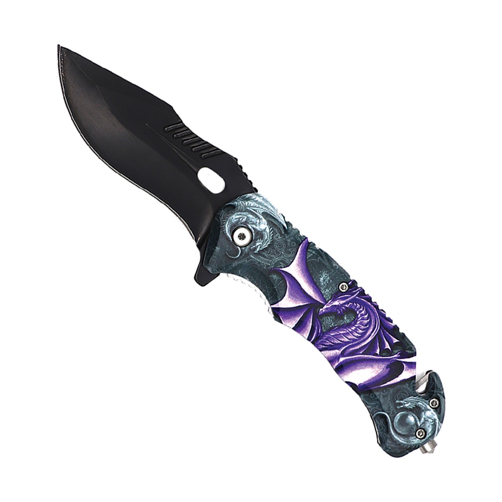 Dragon Pulse Quick-Deploy Assisted Opening Knife - Purple Black