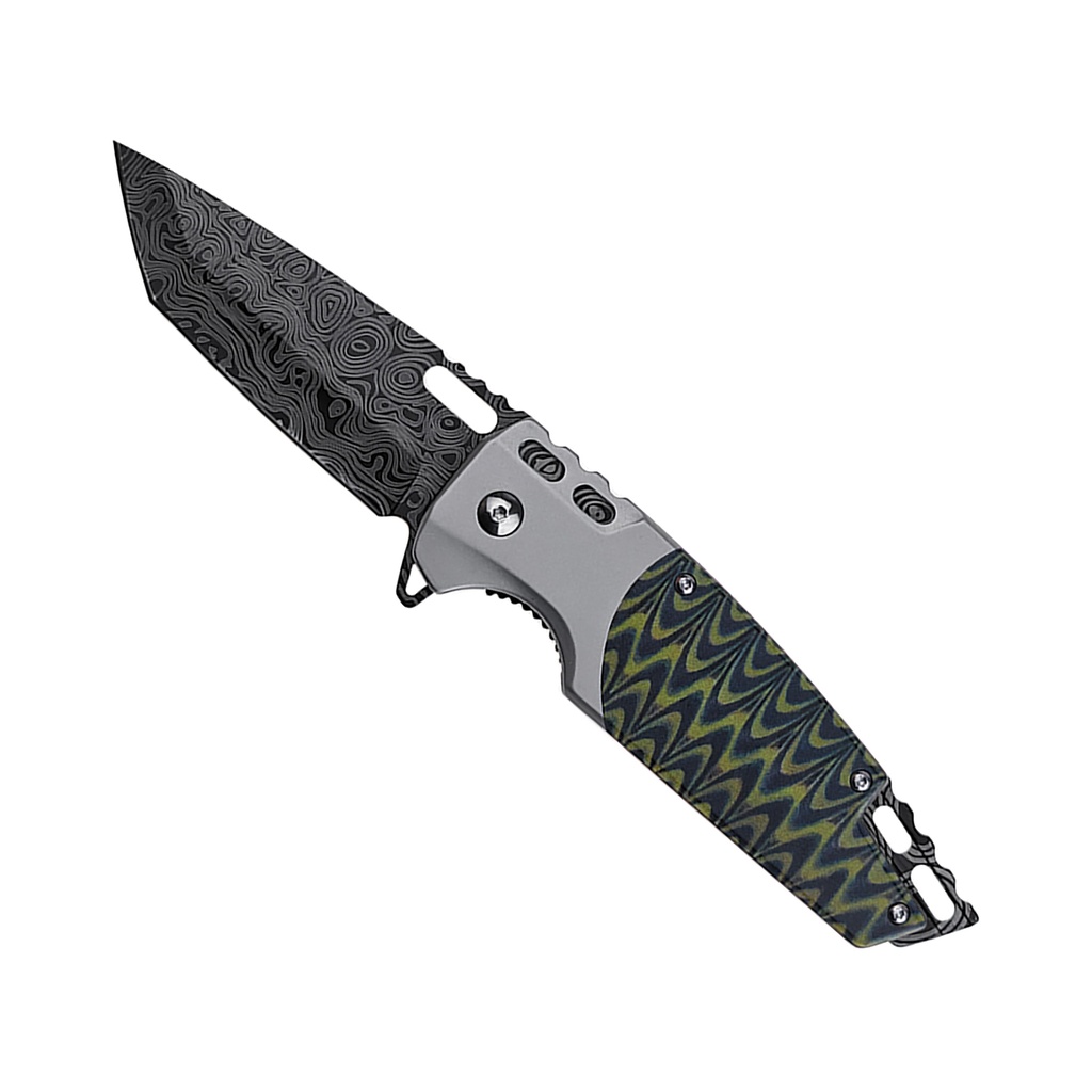Mirage Timascus Quick-Deploy Spring Assisted Knife - Black Etched Steel