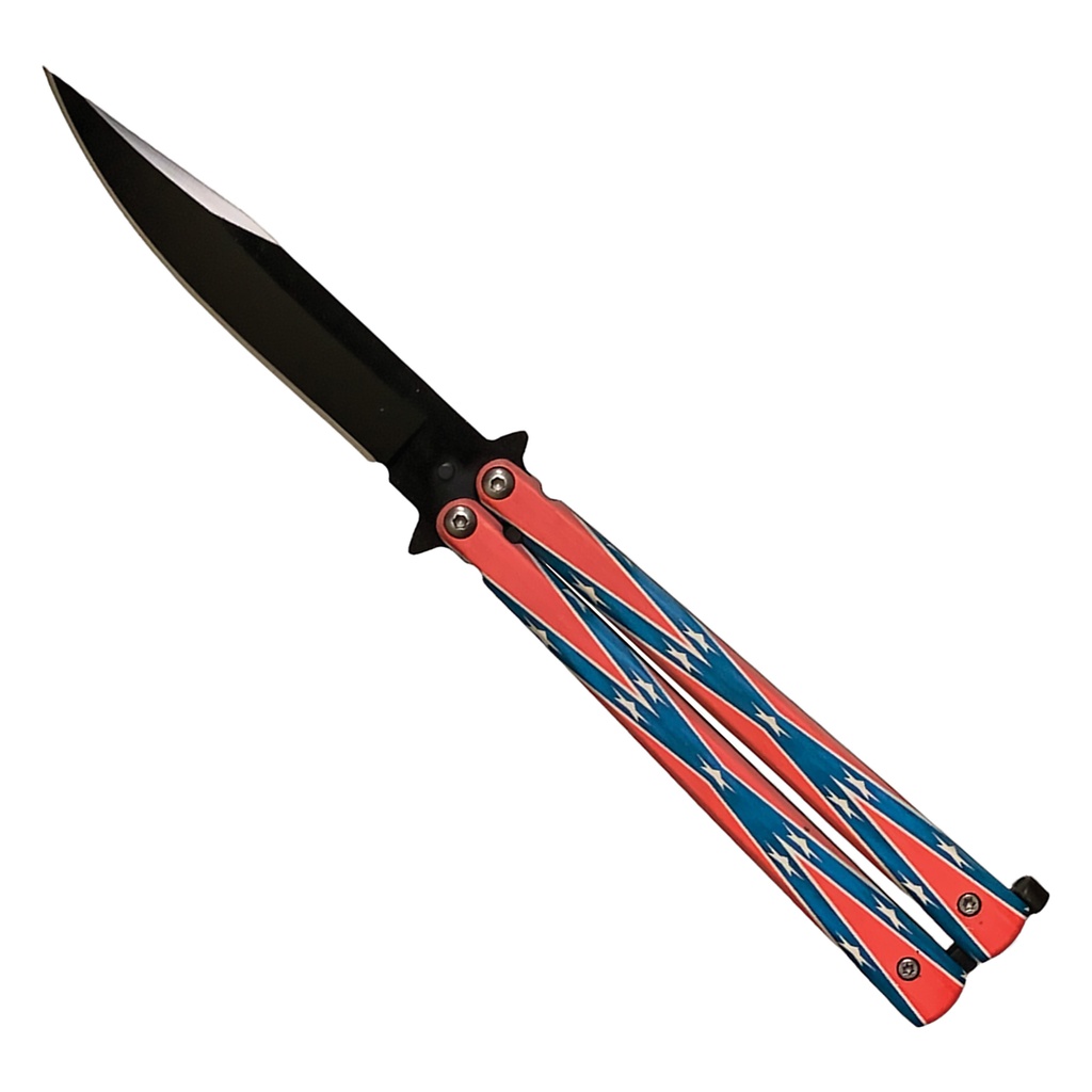 Heritage Banner Smooth-Scale Butterfly Knife - Black Blade