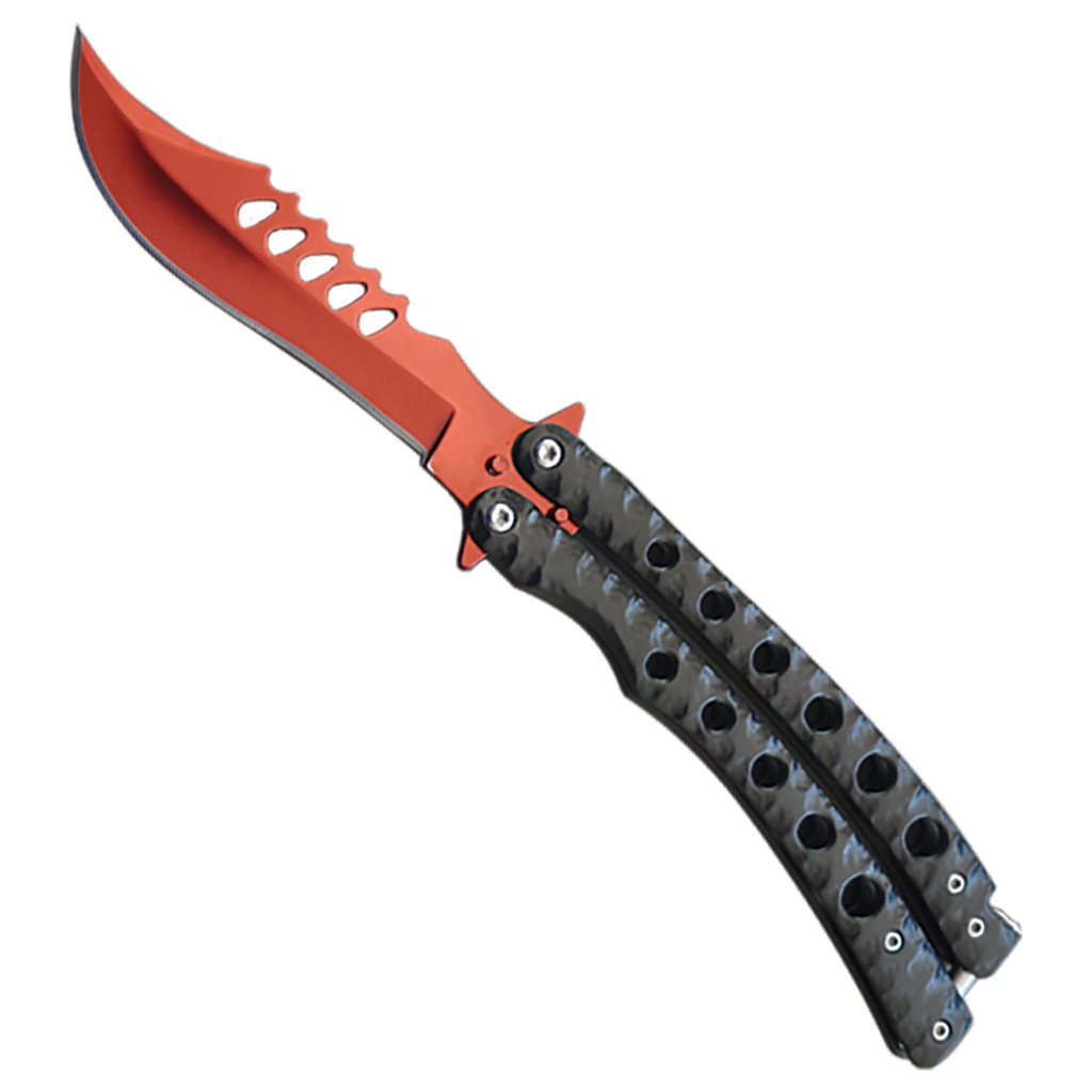 Crimson Arc RidgeGrip Butterfly Knife - Red Blade
