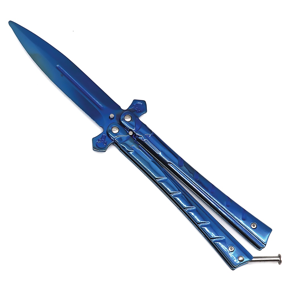 Cross Spear Balance Balisong Trainer - Blue
