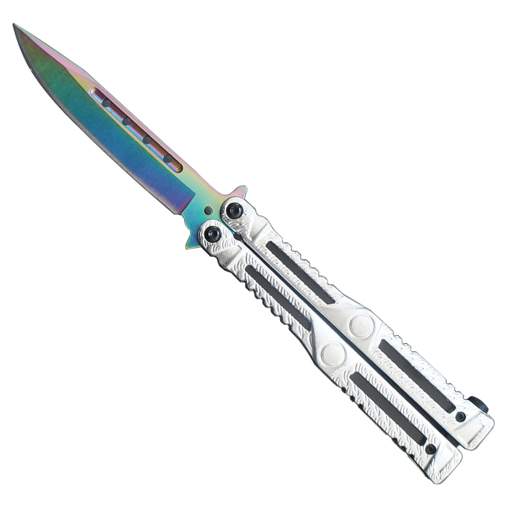 Prism-Balanced Flip-Ready Butterfly Knife - Silver Aluminum