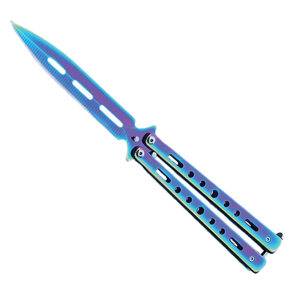 Aurora Flow Elite Flip Butterfly Knife - Rainbow