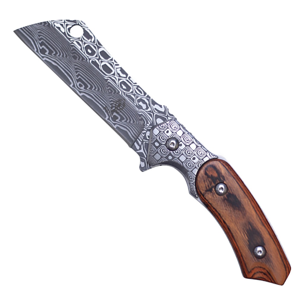 Artisan Wave Compact Utility Cleaver Knife - Wood Handle