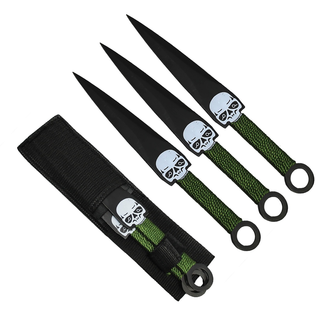 Grim Balance Skull Throwing Knife Set - Green Cord