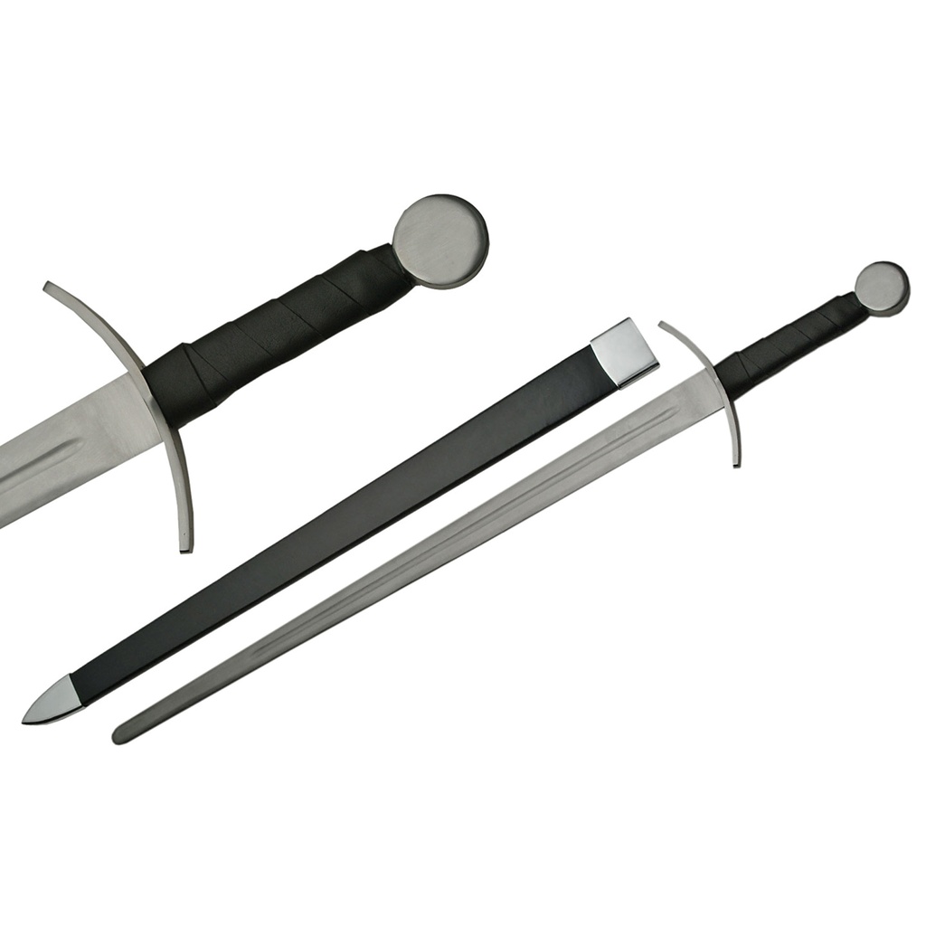 Curved Guard Heritage Battle-Ready Medieval Sword - Black Leather