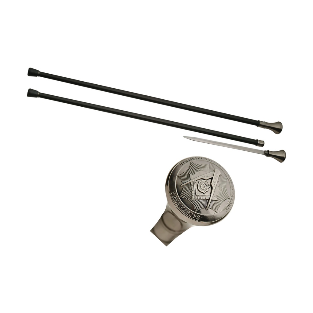 Fraternal Compass Heritage Sword Cane - Black Stainless