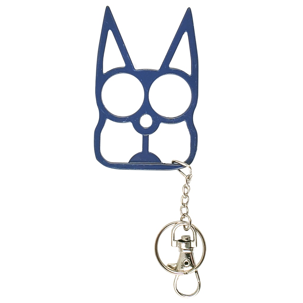 Feline Guard Palm-Anchor Self-Defense Keychain - Blue Steel