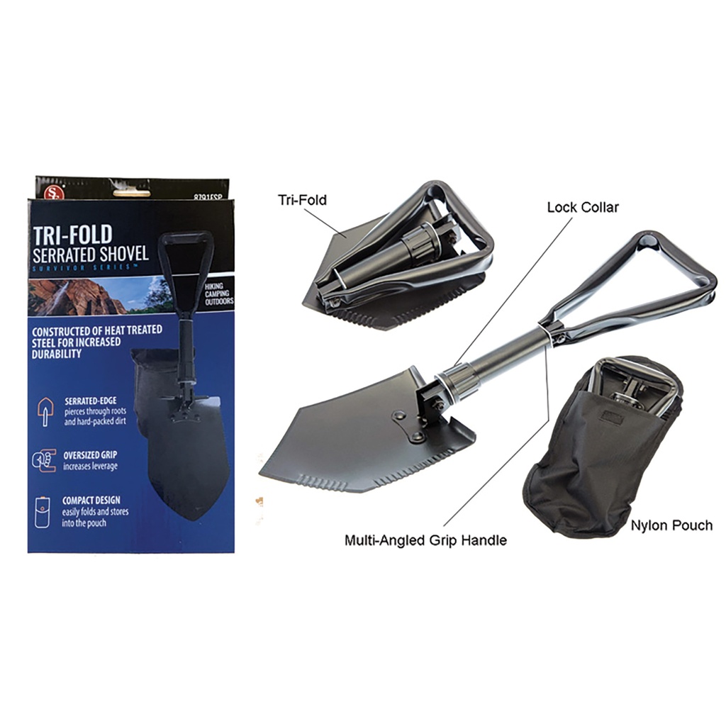 Blackout Tri-Lock Folding Entrenching Shovel - Black Steel