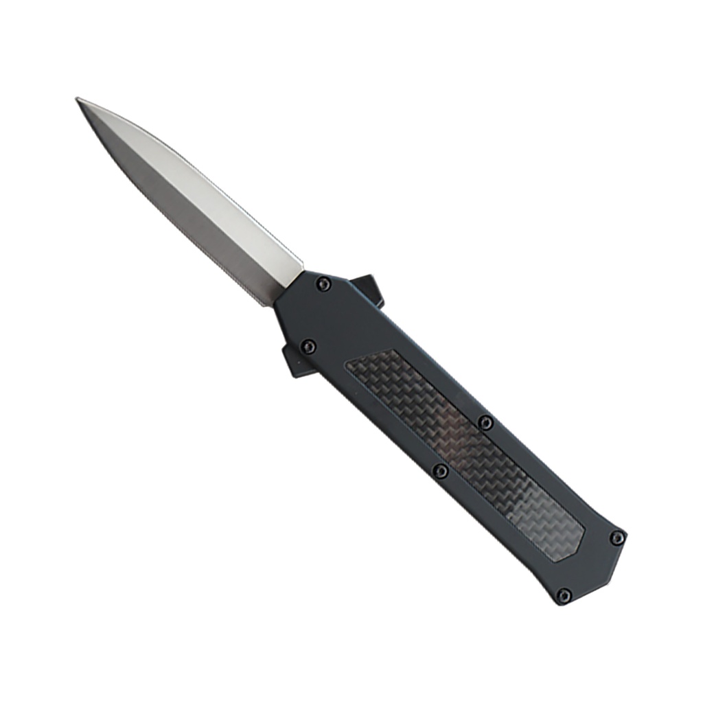 Shadow Weave Hidden-Switch Stiletto OTF Knife - Carbon Fiber