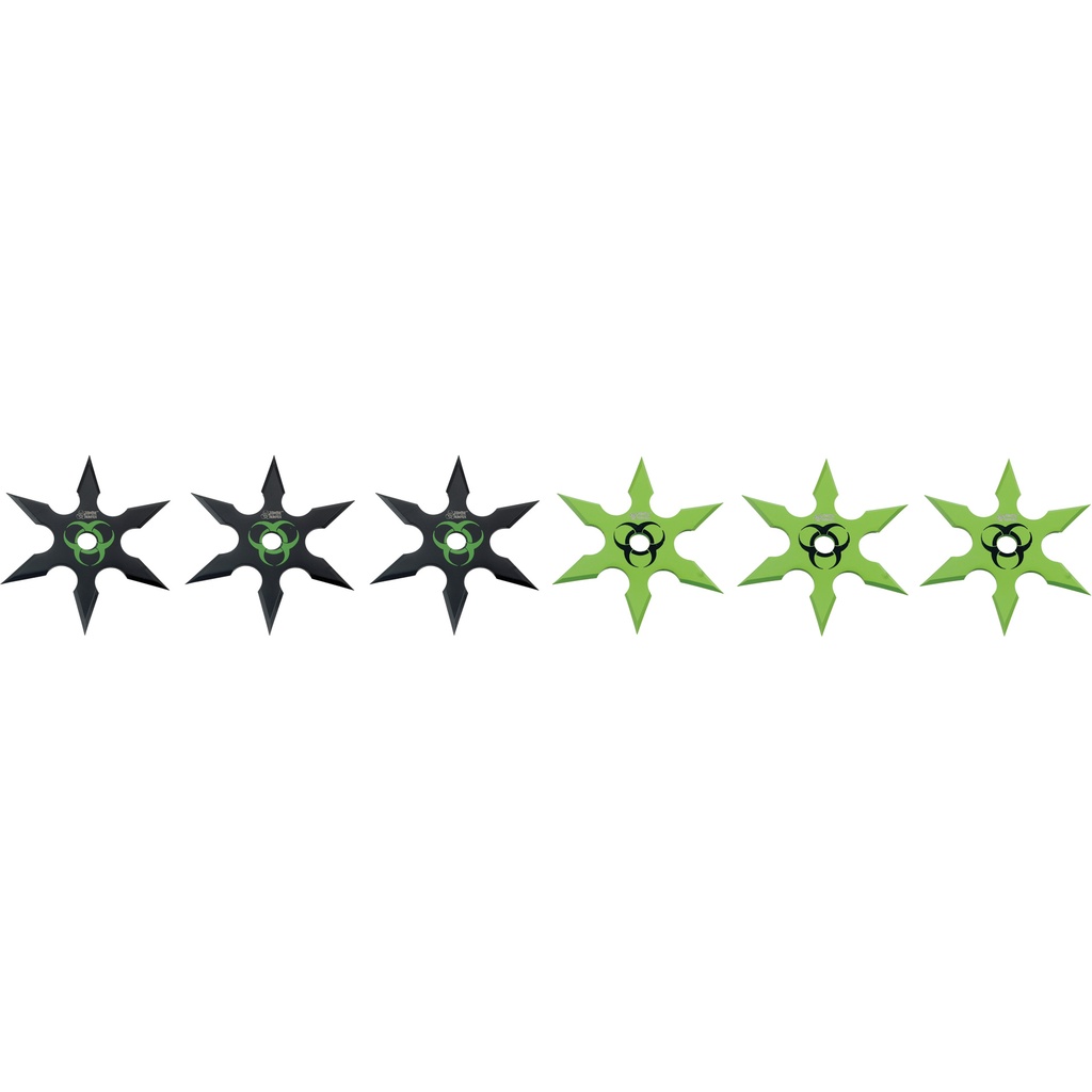 Apocalypse Vortex Biohazard Throwing Stars - Black & Green Steel