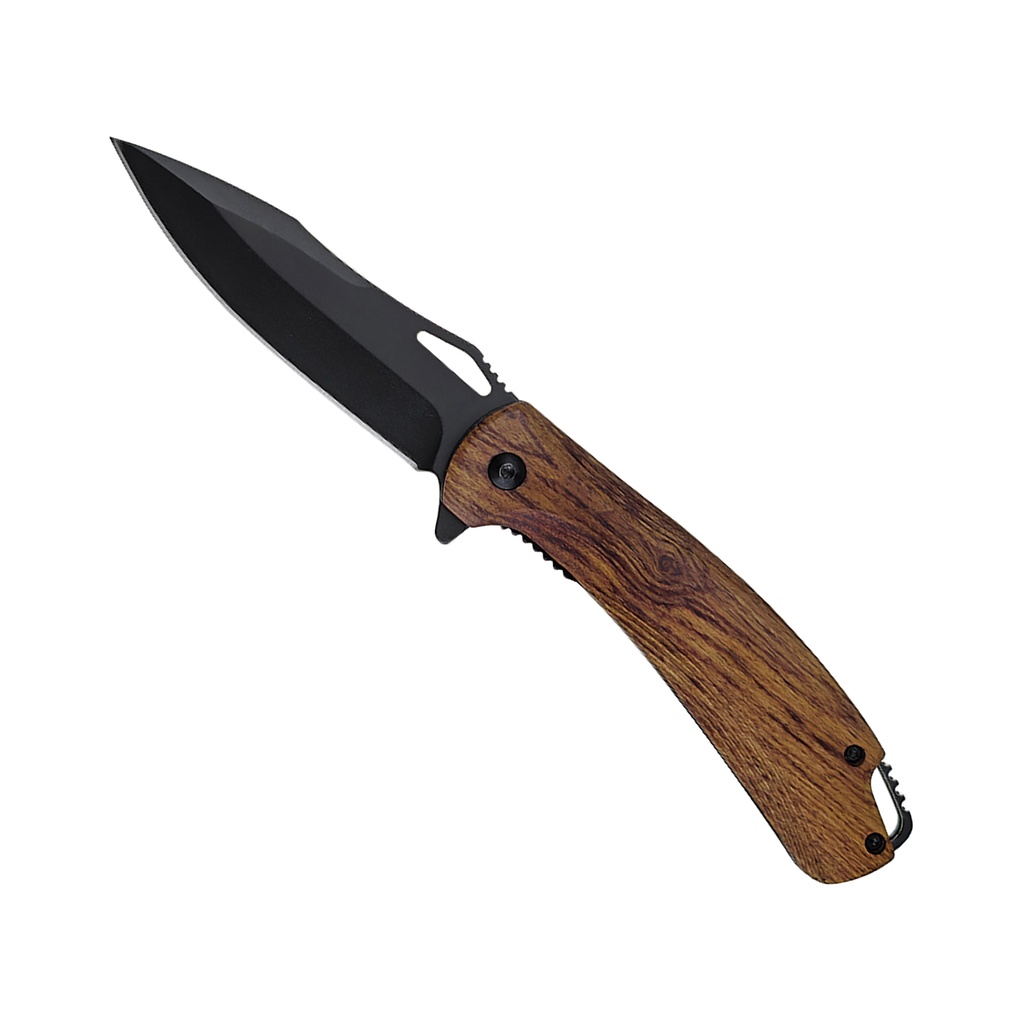 Desertwood Quick-Deploy Spring Assisted Knife - Light Brown Wood