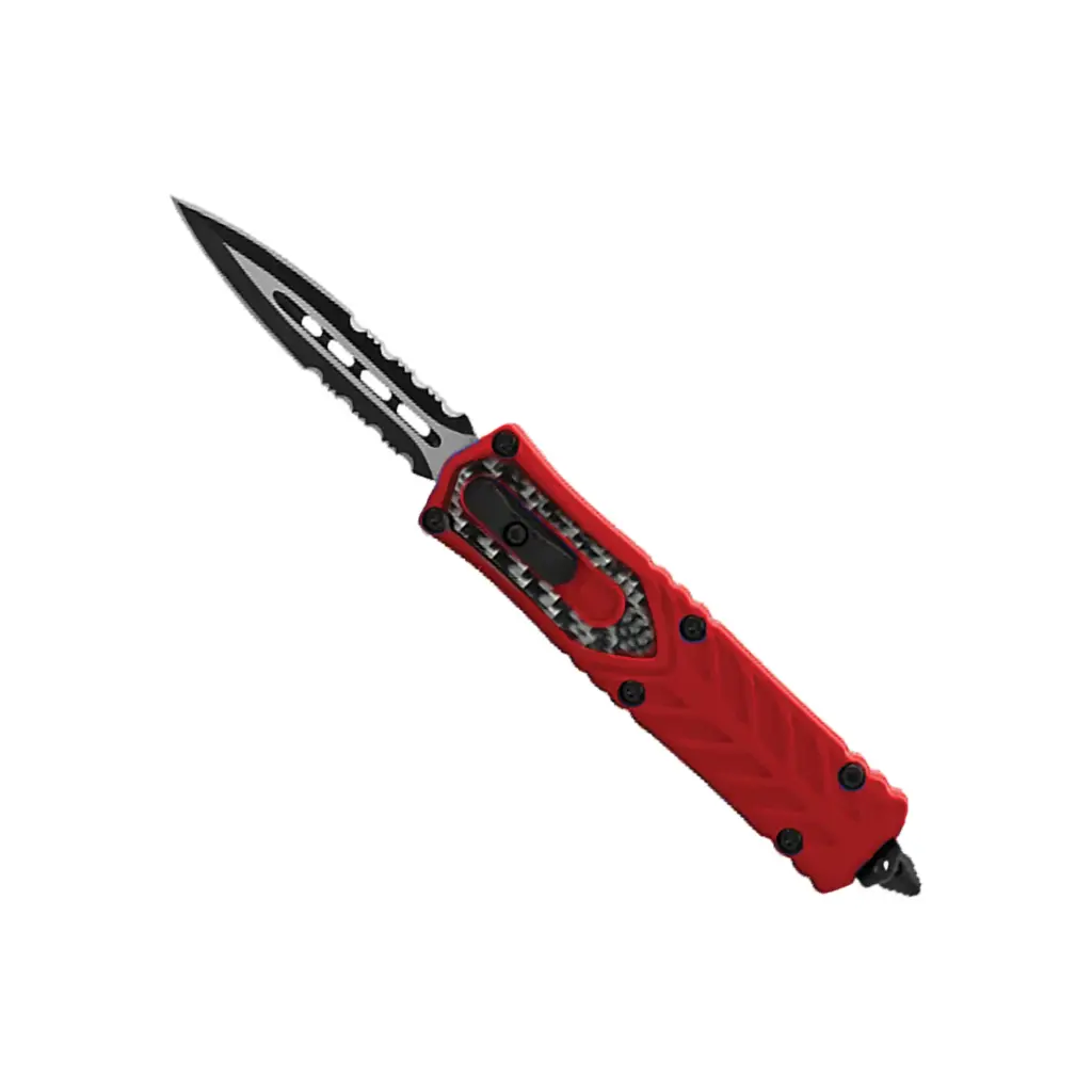 Redline Carbon Double-Action OTF Knife - Black Blade