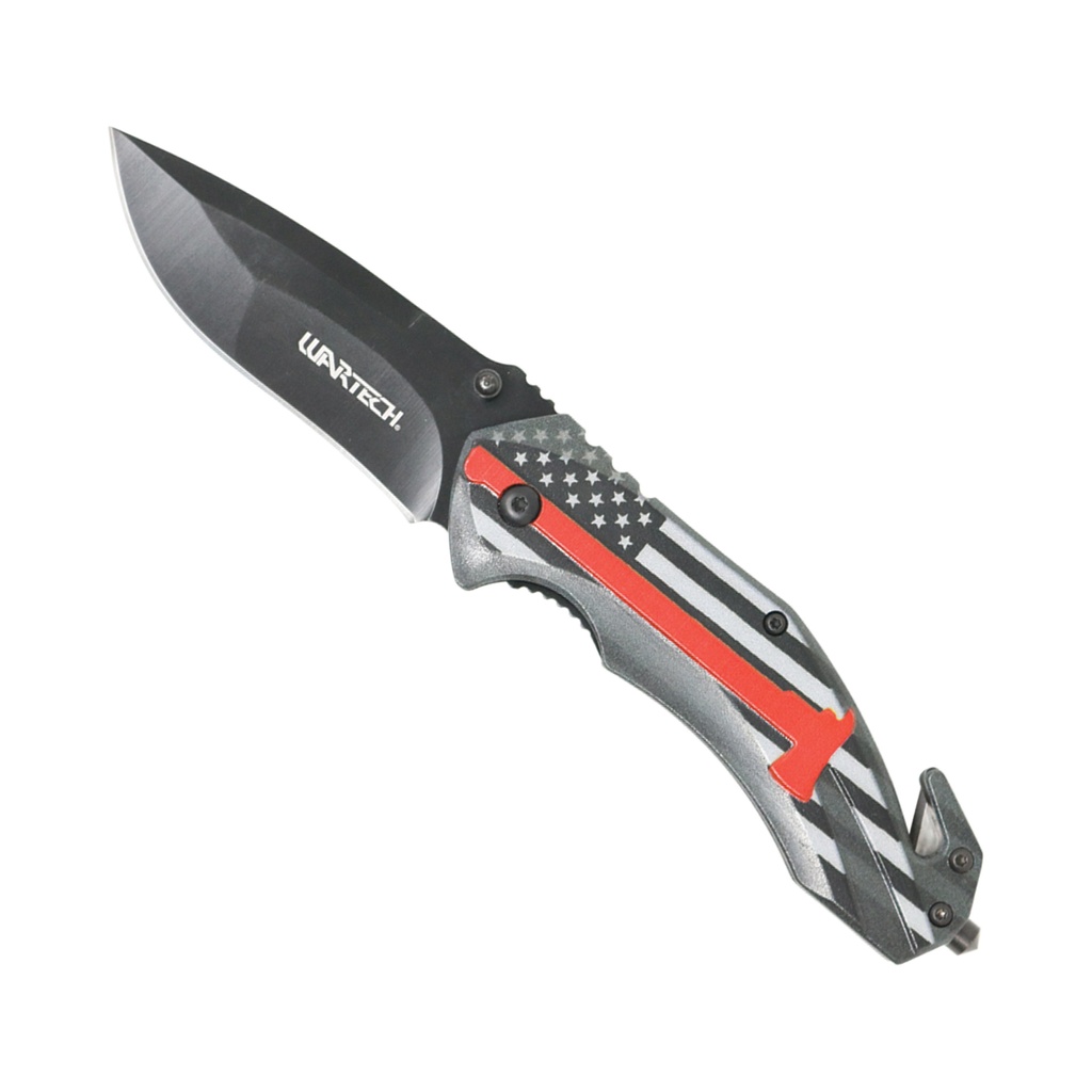 Thin Red Line Patriot Assisted Opening Rescue Knife - Black Steel