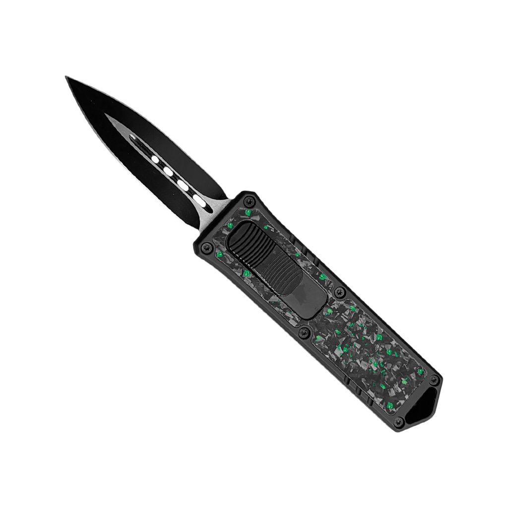 ForgeWeave Micro-Deploy OTF Knife - Green Carbon Fiber