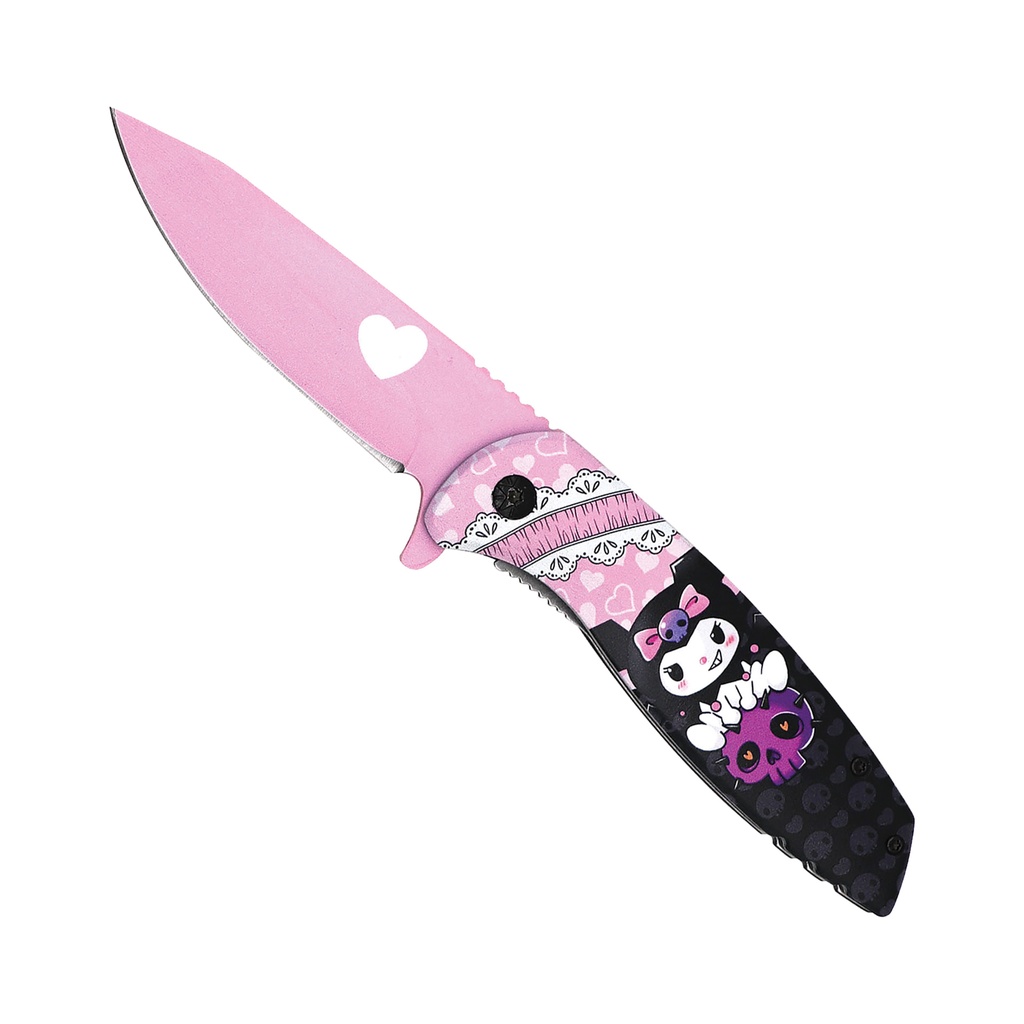 Kitty Heart Quick-Flip Assisted Opening Knife - Pink Blade