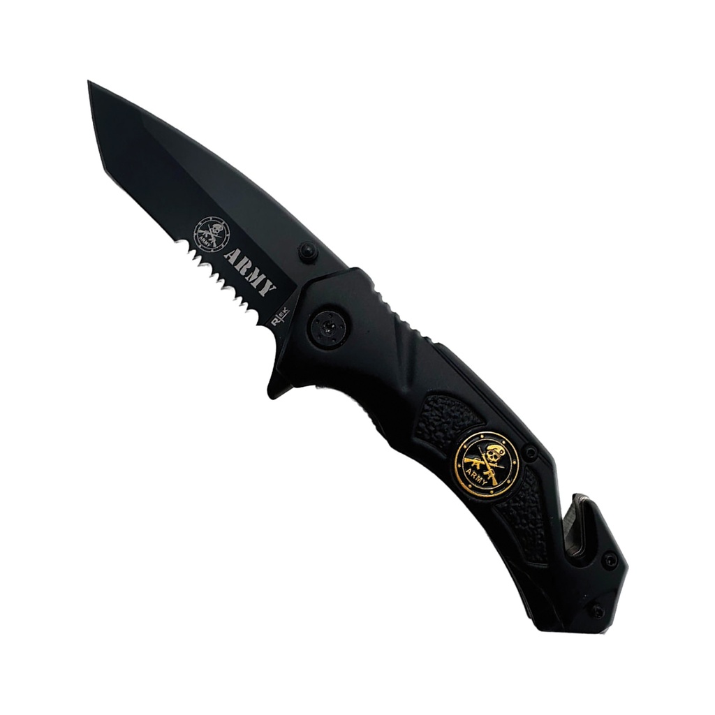 Honor Medallion Quick-Deploy Spring-Assisted Rescue Knife - Matte Black