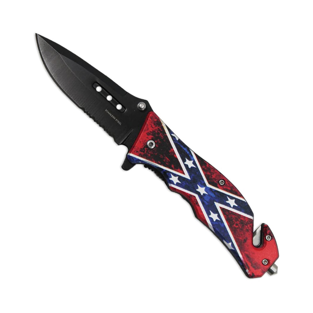 Flagline Rapid-Response Spring Assisted Rescue Knife - Black Blade