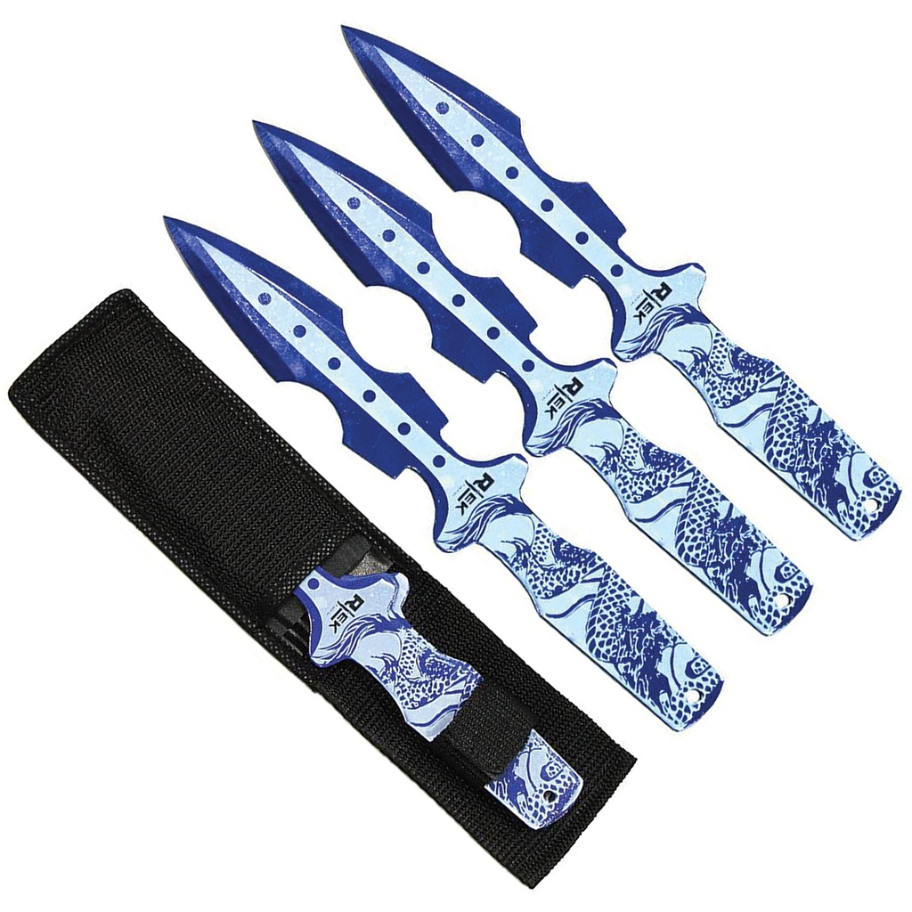 Blue Dragon Balanced Throwing Knife Set - Stainless Steel