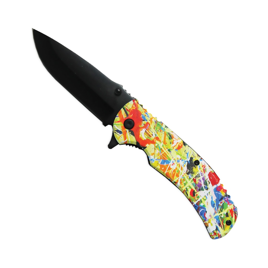 Color Splash Quick-Assist Pocket Knife - Matte Black Blade