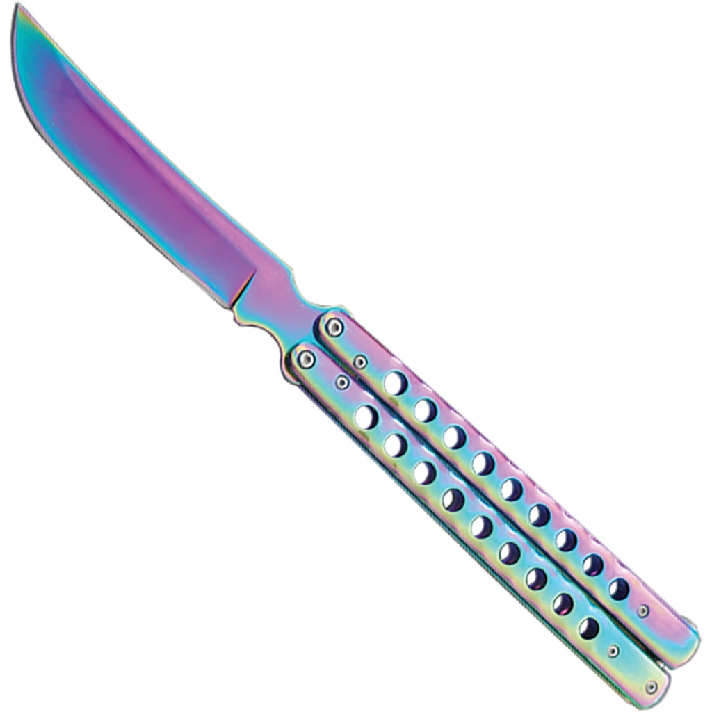 Hira Spectrum Balanced Butterfly Knife - Rainbow Titanium
