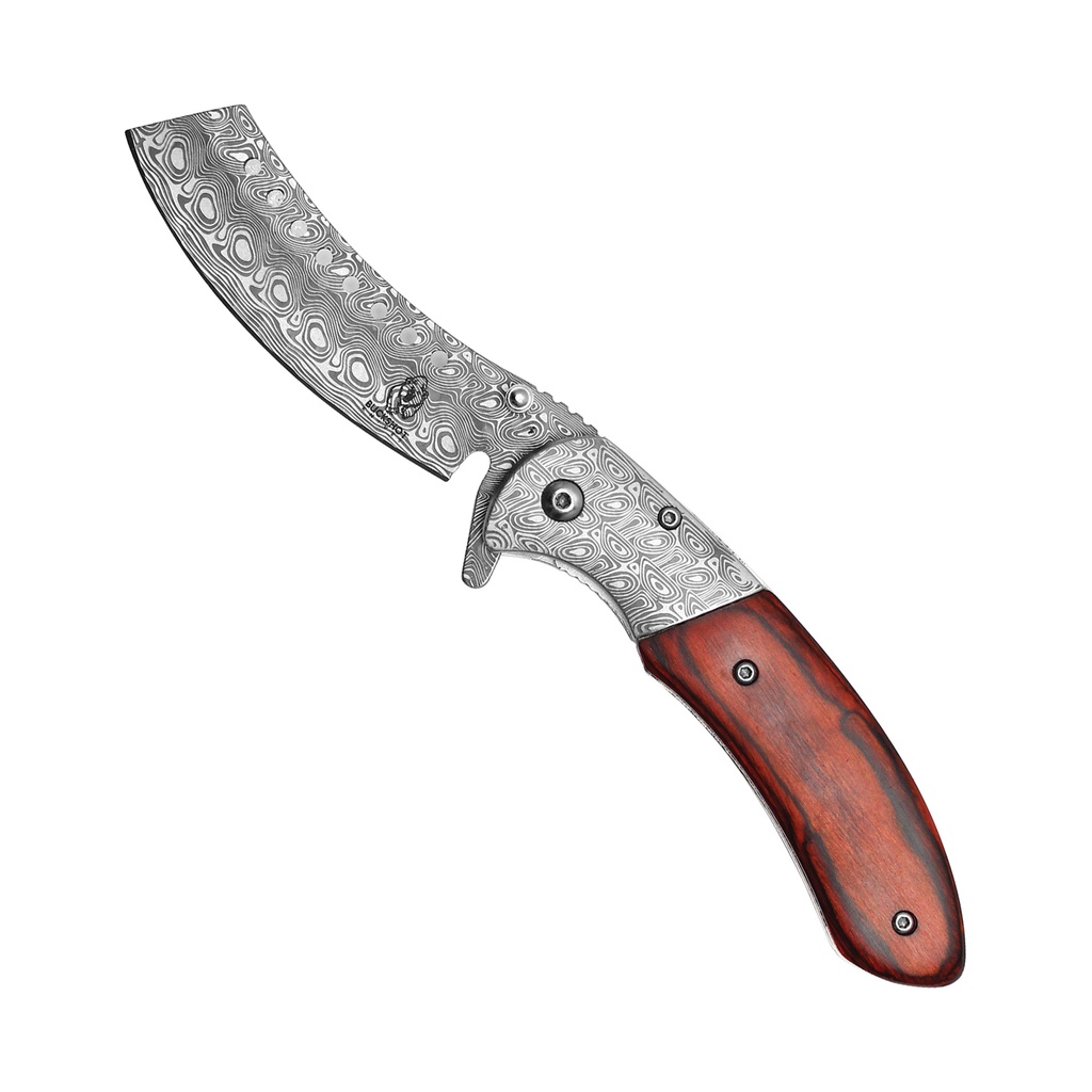 Crimson Whorl Quick-Deploy Spring-Assisted Folding Knife - Red Wood