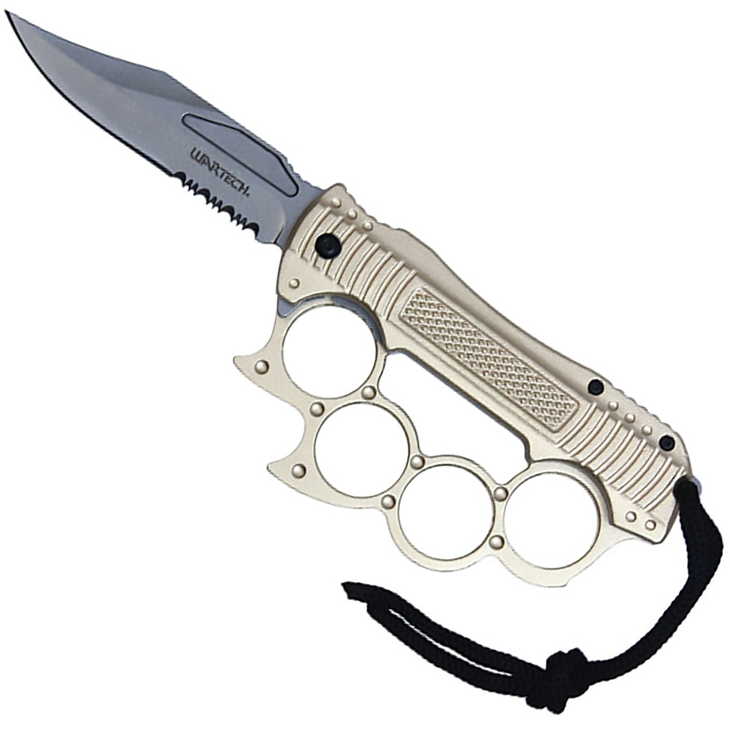 Trench-Frame Rapid-Deploy Assisted Knuckle Knife - Desert Aluminum