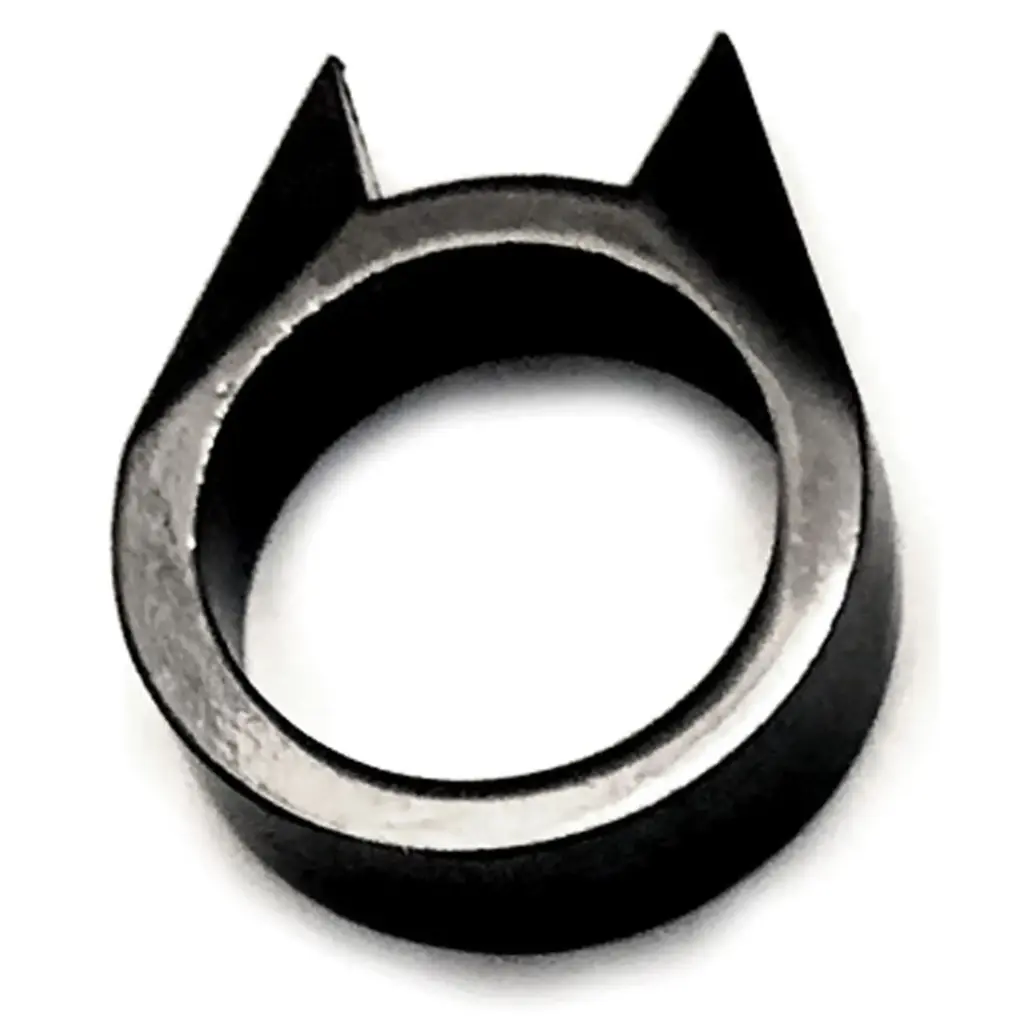 Street Sentinel Cat-Ear Self-Defense Ring - Black Boron Carbide