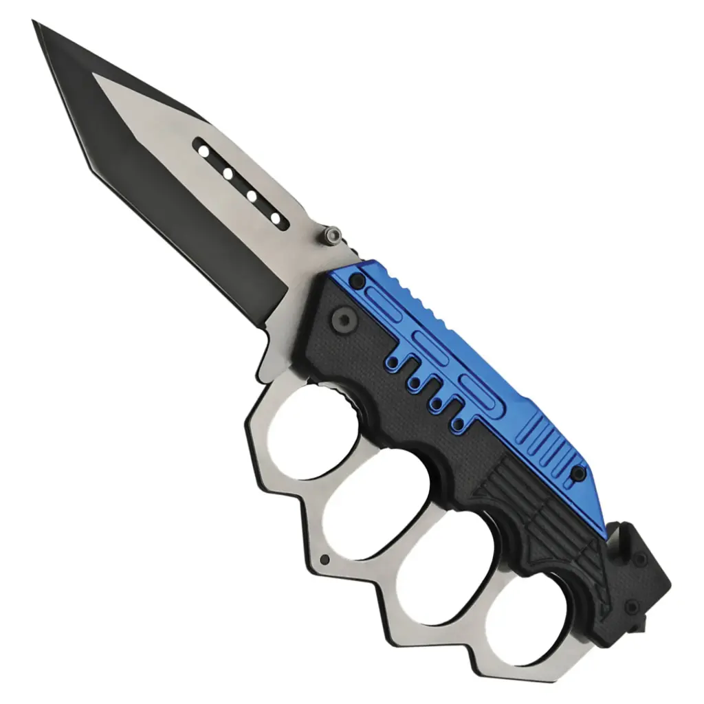 Trench Guardian Quick-Deploy Spring Assisted Knife - Electric Blue