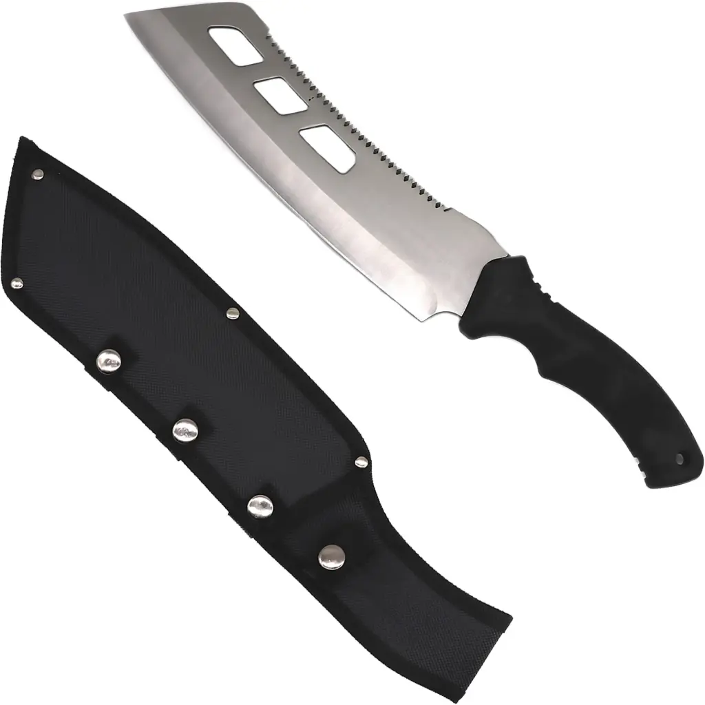 Impact Cleaver Tactical Machete Knife - Black Rubber