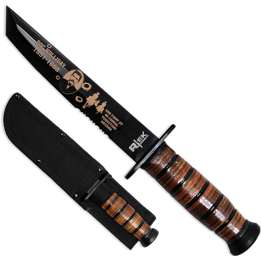 Gunslinger Tribute Survival Knife - Black Leather