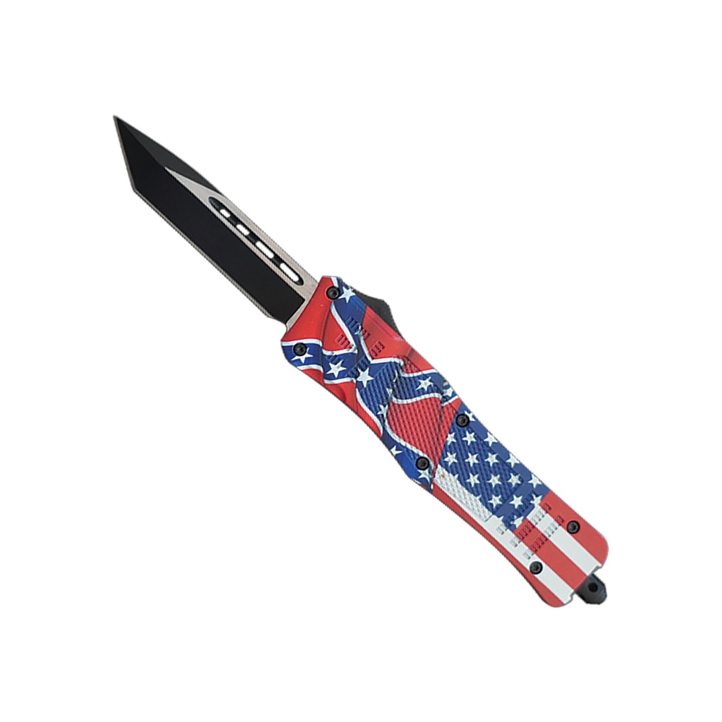 Covert Flag Quick-Deploy OTF Knife - Black Tanto