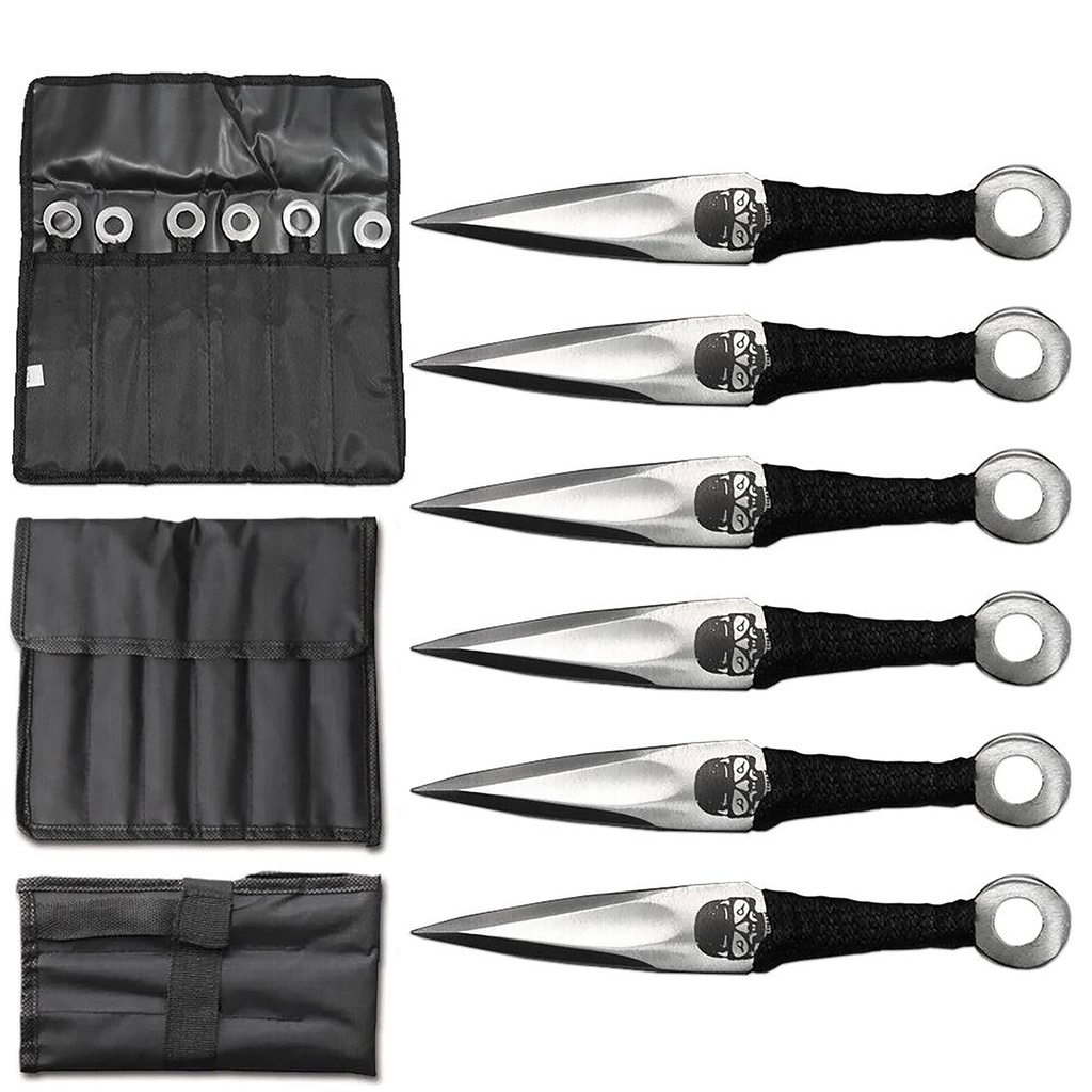 Reaper’s Mark Skull-Branded Kunai Throwing Knife Set - Silver