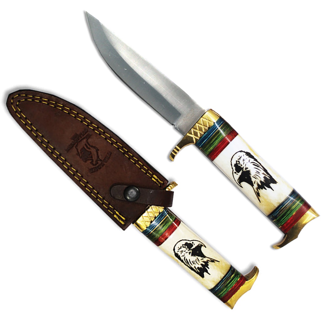 Eagle Honor Full-Tang Hunting Knife - Bone & Brass