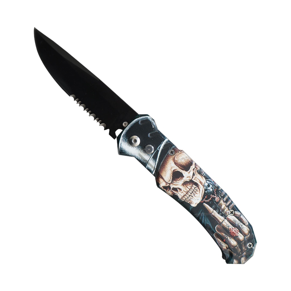 Graveyard Gentleman Quick-Deploy Automatic Knife - Black Blade