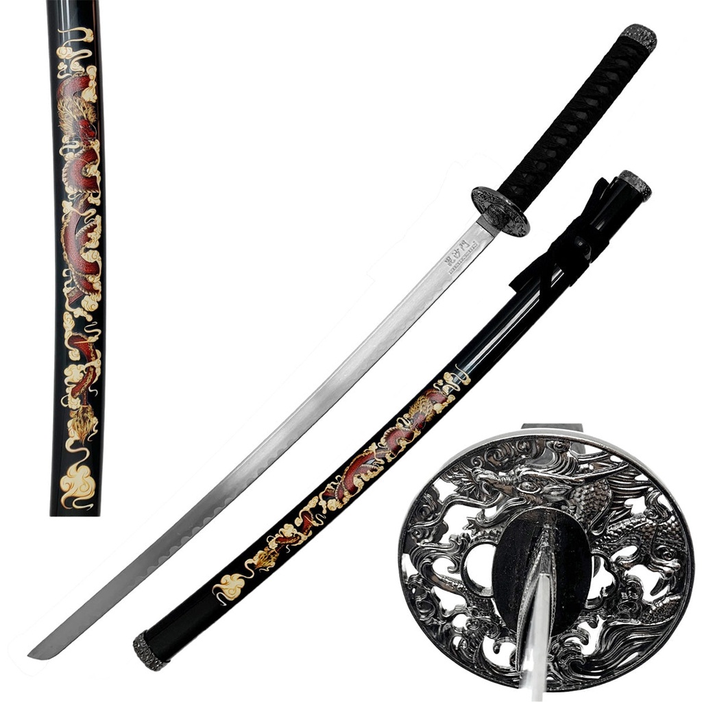 Eternal Guardian Dragon Display Samurai Sword - Black Dragon