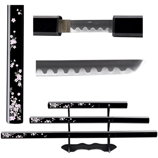 Sakura Trinity Display Samurai Sword Set - Black Blossom