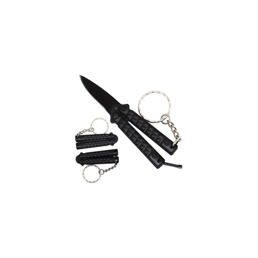 Shadow Flip Mini Butterfly Knife Keychain - Black Steel