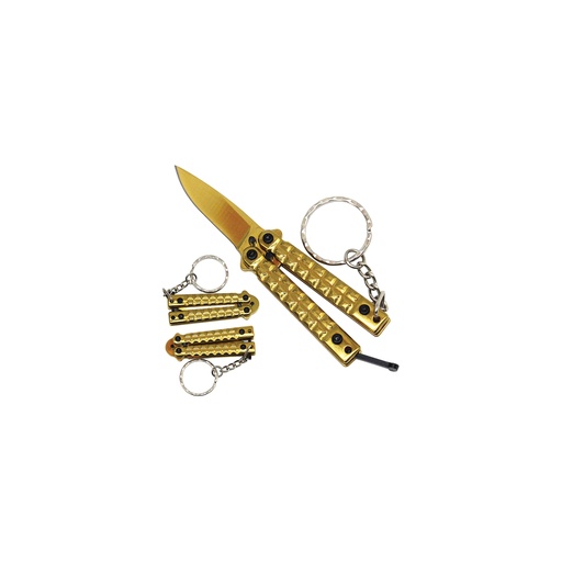 Pocket Flash Fidget Butterfly Knife Keychain - Gold