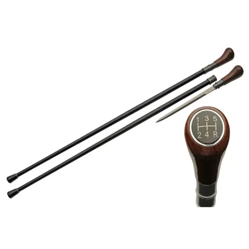 Five-Speed Gentleman Concealment Sword Cane - Woodgrain & Matte Black