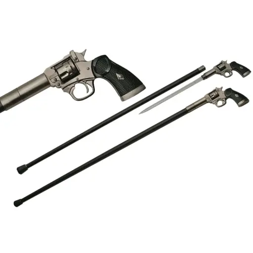 Revolver Regent Heritage Sword Cane - Gunmetal Black