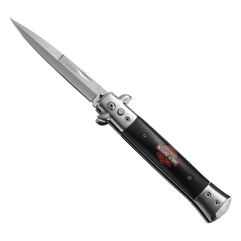 Midnight Highway Heritage Stiletto Automatic Knife - Black Marble