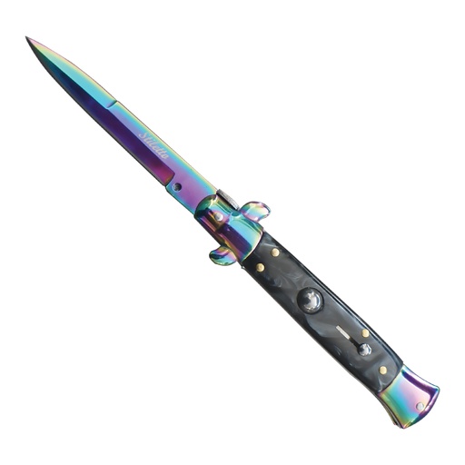 Aurora-Edge Godfather-Style Stiletto Switchblade - Black Handle